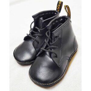 Dr. Martens Newborn Black Leather Crib Shoe Bootie 4